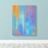 Abstract blauw en Oranje Canvas Afdruk (Insitu (Houten vloer))