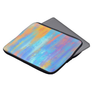 Abstract blauw en Oranje Laptop Sleeve