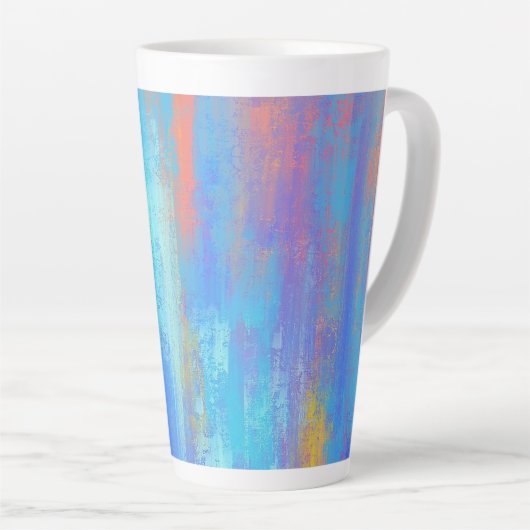 Abstract blauw en Oranje Latte Mok (Rechterhoek)