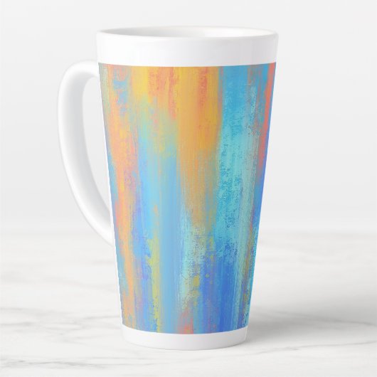 Abstract blauw en Oranje Latte Mok (Linkerhoek)