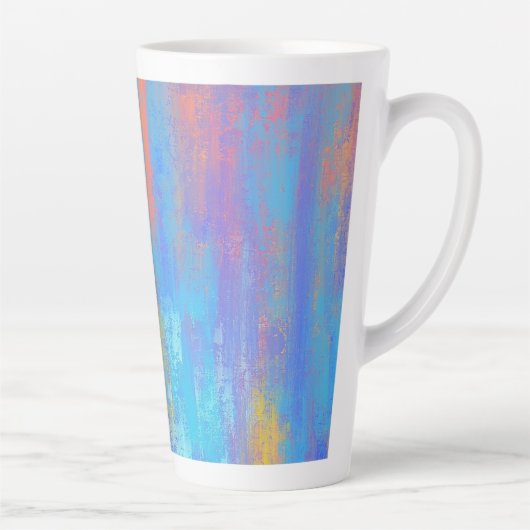 Abstract blauw en Oranje Latte Mok (Rechts)