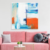 Abstract Blauw en Oranje Moderne Kunst Canvas Afdruk (Insitu (Woonkamer))