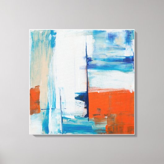 Abstract Blauw en Oranje Moderne Kunst Canvas Afdruk (Voorkant)