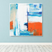 Abstract Blauw en Oranje Moderne Kunst Canvas Afdruk (Insitu (Houten vloer))