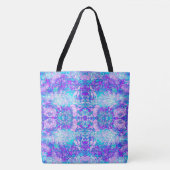 Abstract blauw en Paars Floral Draagtas (Voorkant)