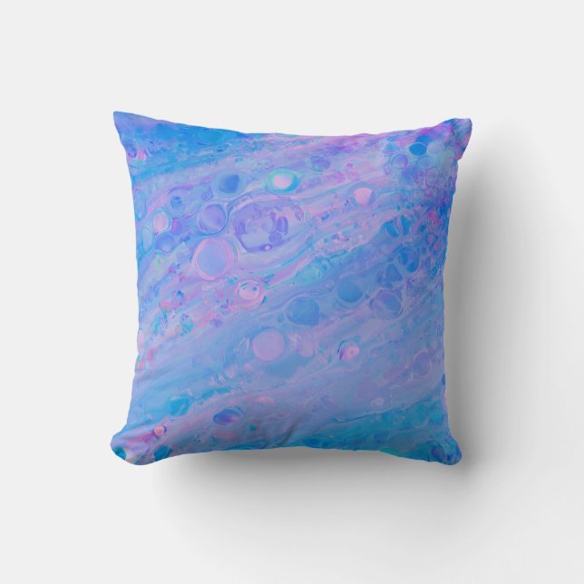 Abstract Blauw en Roze Bubble Mermaid Ocean Kussen (Voorkant)