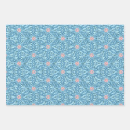 Abstract blauw en roze geometrisch inpakpapier vel (Voorkant)