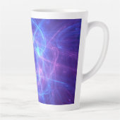 Abstract blauw en roze spiraalvormige fractal latte mok (Rechts)