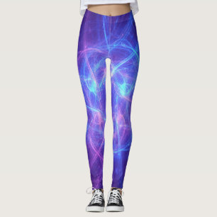 Abstract Blauw en Roze Zirly Fractal Leggings