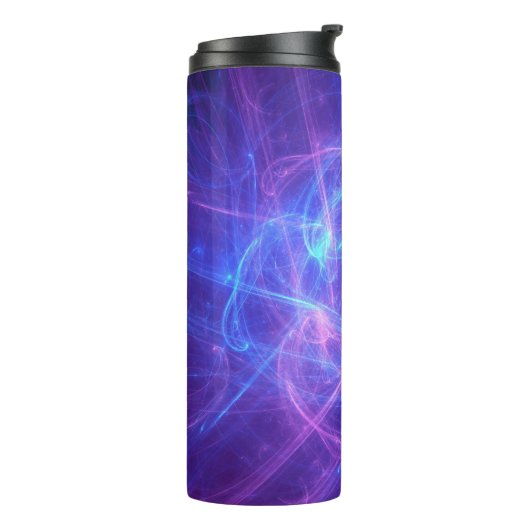 Abstract Blauw en Roze Zirly Fractal Thermosbeker (Gedraaid links)