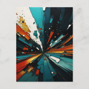 Abstract blauw en Sinaasappel 607 Briefkaart