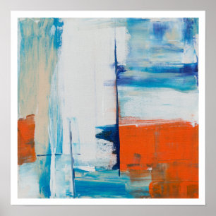 Abstract Blauw en Sinaasappel Moderne Kunst Poster