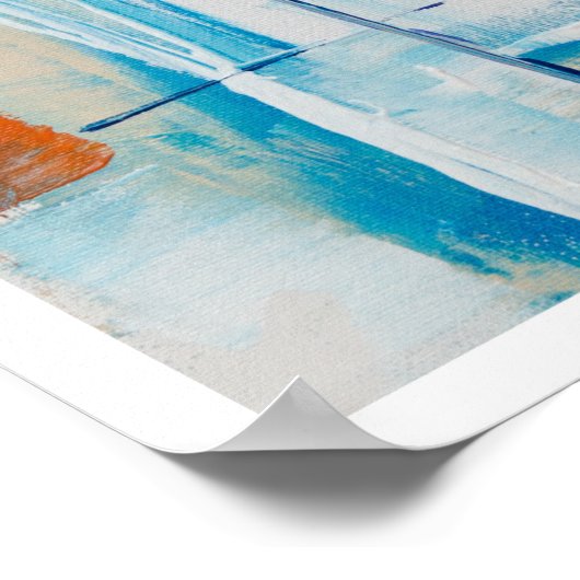 Abstract Blauw en Sinaasappel Moderne Kunst Poster (Hoek)