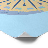 Abstract blauw en Tan Starburst Cirkel Ontwerp Afd Poster (Hoek)