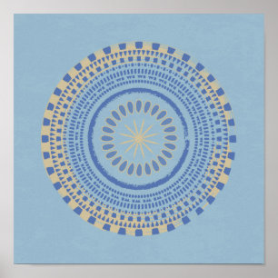 Abstract blauw- en tincirkelontwerp Afdrukken Poster