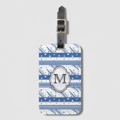 Abstract blauw en wit bagagelabel (Voorkant (verticaal))