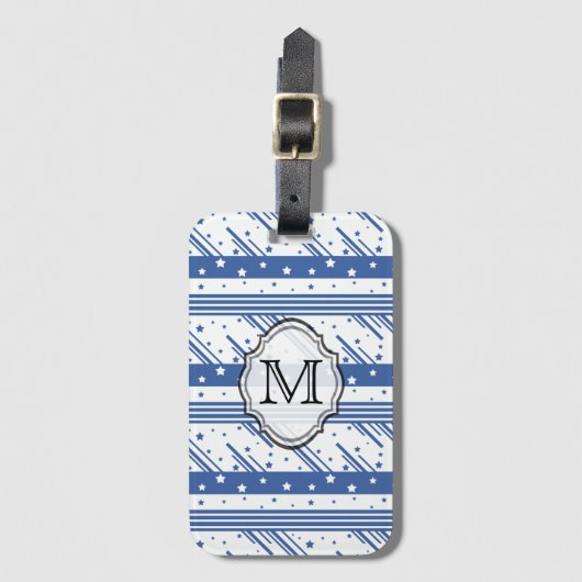 Abstract blauw en wit bagagelabel (Voorkant (verticaal))