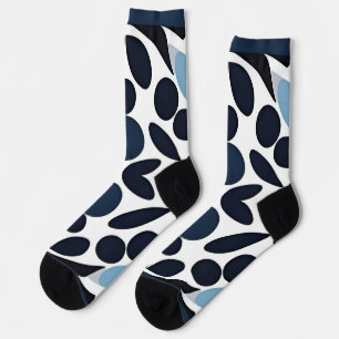 Abstract Blauw en Wit Geometrisch Patroon Sokken