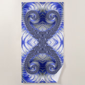 Abstract Blauw en Witte Spiral Fractal Strandlaken (Voorkant)
