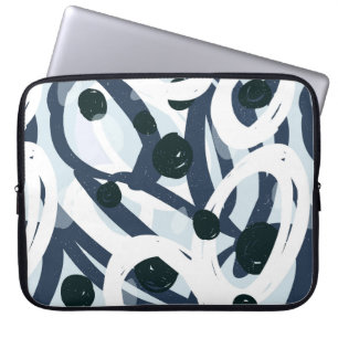 Abstract blauw en zeemanspenseelschilderij illus laptop sleeve