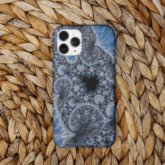 Abstract Blauw en zwart Intricate Fractal Case-Mate iPhone Case