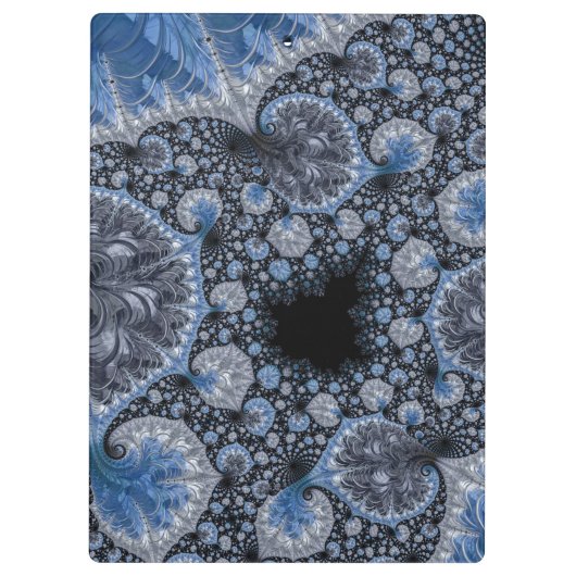 Abstract Blauw en zwart Intricate Fractal Klembord (Achterkant)