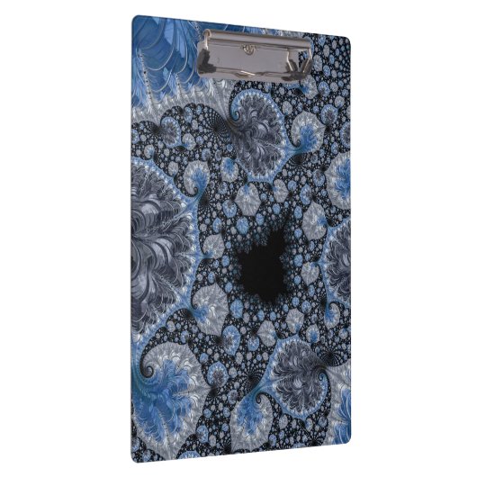 Abstract Blauw en zwart Intricate Fractal Klembord (Rechts)