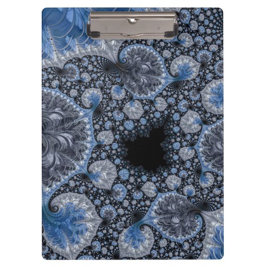 Abstract Blauw en zwart Intricate Fractal Klembord (Voorkant)