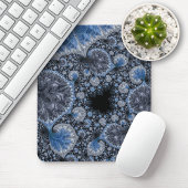 Abstract Blauw en zwart Intricate Fractal Muismat