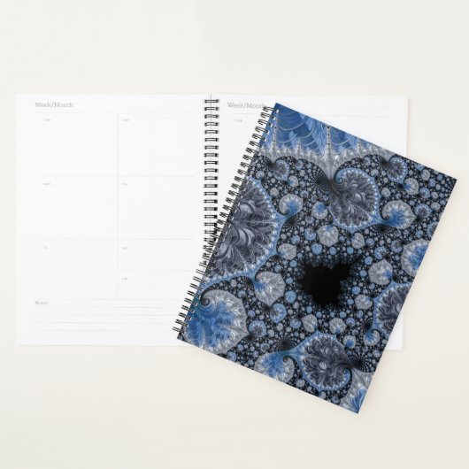 Abstract Blauw en zwart Intricate Fractal Planner (Display)