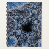Abstract Blauw en zwart Intricate Fractal Planner (Voorkant)