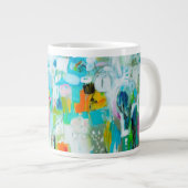 Abstract blauw extra grote mok (Voorkant rechts)