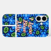 Abstract blauw Floral Patroon Case-Mate iPhone Case (Achterkant (horizontaal))
