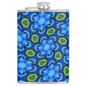 Abstract blauw Floral Patroon Heupfles (Voorkant)