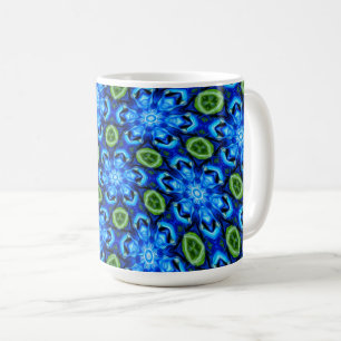 Abstract blauw Floral Patroon Koffiemok