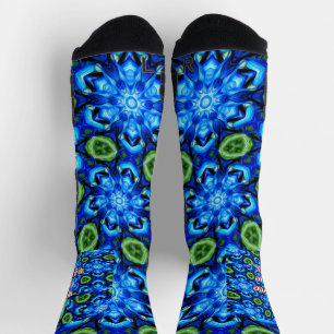 Abstract blauw Floral Patroon Sokken