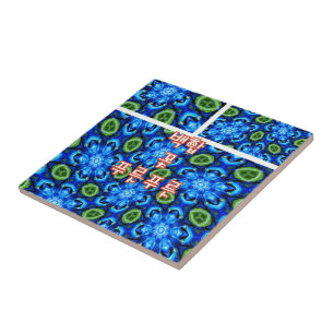 Abstract blauw Floral Patroon Tegeltje