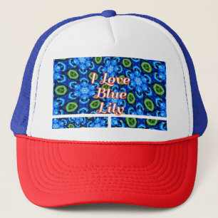 Abstract blauw Floral Patroon Trucker Pet