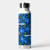 Abstract blauw Floral Patroon Waterfles (Links)