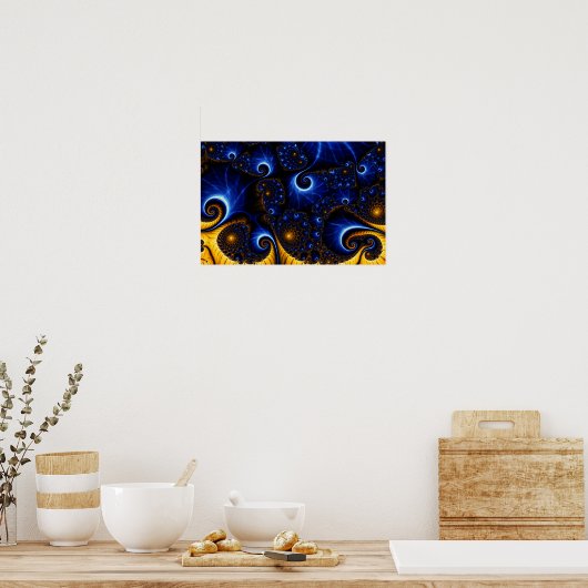 Abstract blauw Fractal Sky Canvas afdrukken Poster (Keuken)