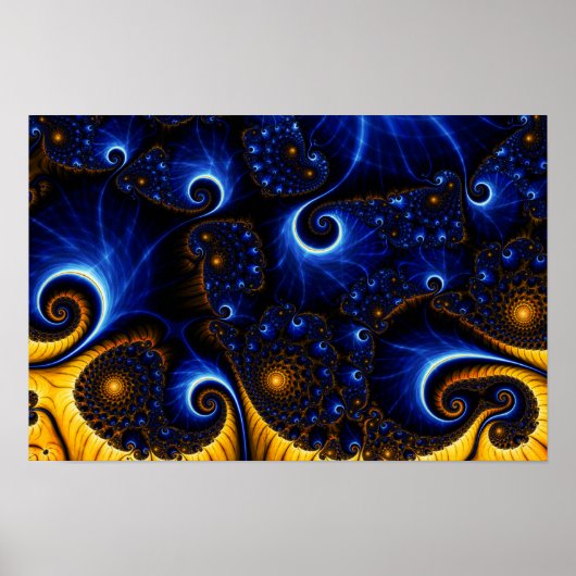 Abstract blauw Fractal Sky Canvas afdrukken Poster (Voorkant)