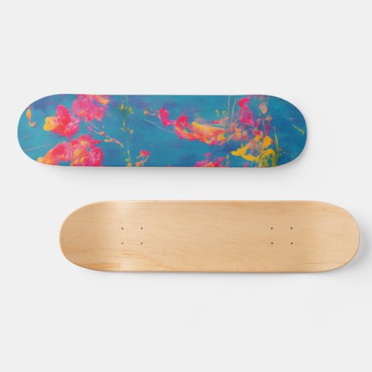 Abstract Blauw Geel en Sinaasappel Skateboard (Horizontaal)
