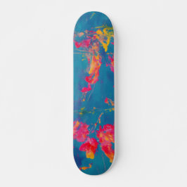 Abstract Blauw Geel en Sinaasappel Skateboard