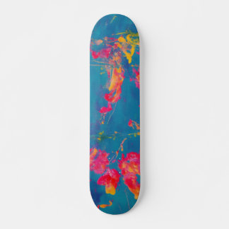 Abstract Blauw Geel en Sinaasappel Skateboard