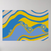 Abstract Blauw Geel Laag Getij Poster (Voorkant)