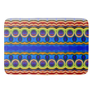 Abstract blauw geel sinaasappel badmat