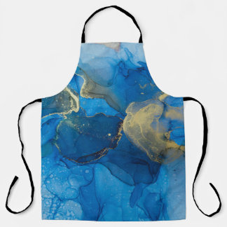 Abstract Blauw Goud Marmeren Textuur Schort