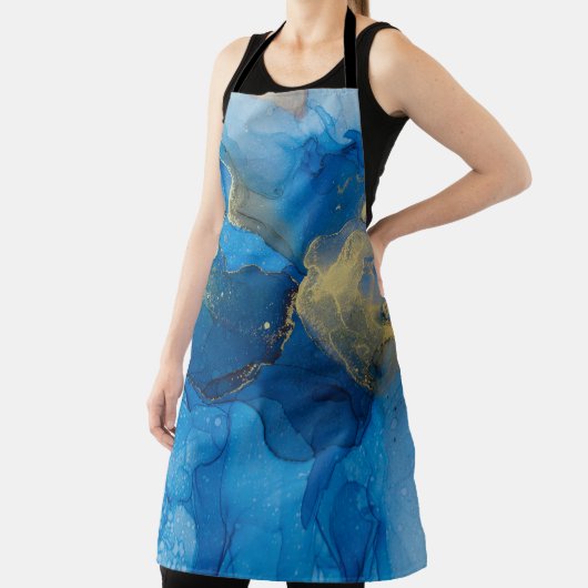 Abstract Blauw Goud Marmeren Textuur Schort (Insitu)