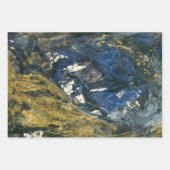Abstract Blauw Goud op Zwarte Patroonkunst Inpakpapier Vel (Voorkant 3)