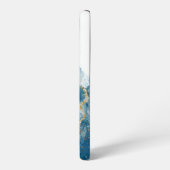 Abstract blauw/gouden glitter alcoholinkt Monogram Samsung Galaxy Hoesje (Linkerkant)